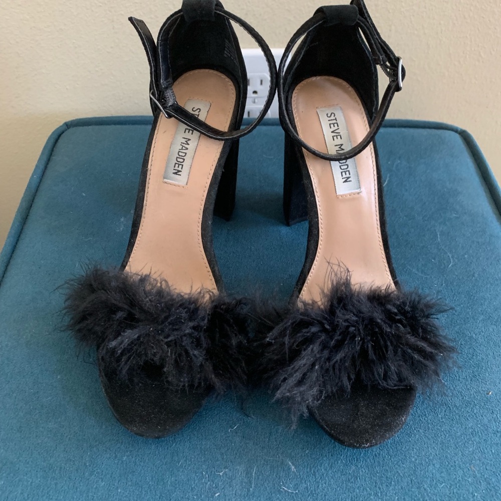 Steve Madden Black Fur Heels